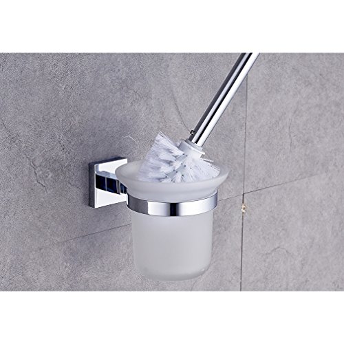 Auralum Einfach Toilettenbürsten Glas Bürste Edelstahl WC-Bürstenhalter WC-Garnitur Klobürste Klobürstenhalter - 2