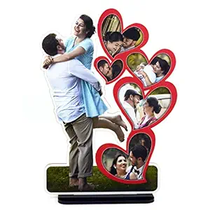 AJANTA ROYAL Personalized Acrylic Couple Cutout Photo Frame Standee, Customized with Your Photos (Red, 10x12 Inch)