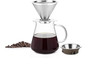 SAMA DOYO FT'010 - Cafetera con filtro permanente y tapa (acero inoxidable, 600 ml)