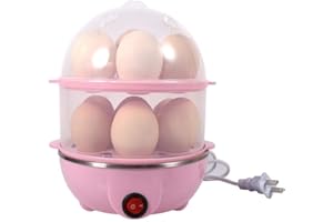 LAZMIN Egg Cooker,350W Double-Layer Electric Egg Maker Multi-functional Eggs Boiler Steamer with 14 Eggs Capacity(Pink)