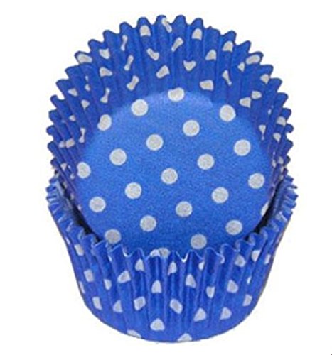 Jubilee Sweet Arts 50-Count Polka Dot Standard Baking Cups, Blue/White