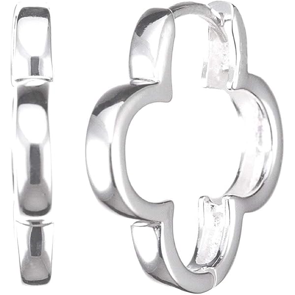 Vinani Damen Ohrringe 925 Silber – Klapp-Creolen Mit Blumenmotiv, Glänzend, 21 Mm, Nickelfrei