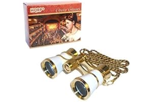 HQRP Theaterglas/Opernglas 3 x 25 mit zentralem focus Weißer Perlmutt mit Goldener Zierleisten von mit Neue Technologie Kristallklar Optik (KKO)