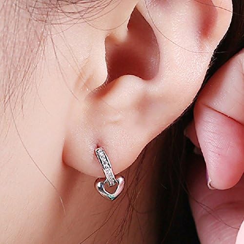 Museya Fashion Women''s Girls Hollow Big Peach Heart Decor 925 Sterling Silver Earrings - One Pair