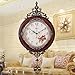 Produktbild ZHGI Luxuriöse im europäischen Stil mit einem an der Wand angebrachten Holz Pendel Wanduhr im Wohnzimmer Creative Arts pastorale ruhig retro dekorative Uhren,B