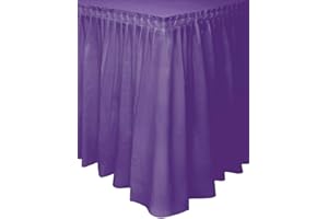 UNIQUE Solid Purple Plastic Rectangular Table Skirt (73cm x 4 meters) 1 Count - Easy Assembly and Reusable, Elegant & Versatile Party Decor