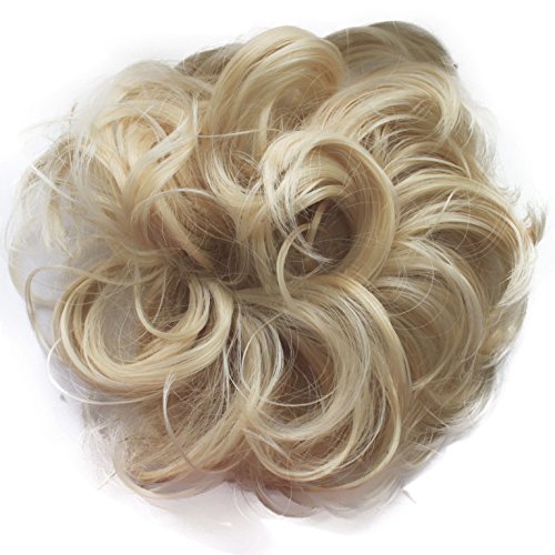 PRETTYSHOP Haarteil Haargummi Hochsteckfrisuren unordentlicher Dutt gewellt VOLUMINÖS platinblond #613 G16A