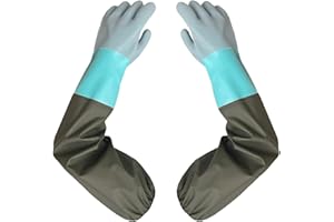 Qilerongrong Pond Gloves, Long Arm Waterproof Gloves,Long Rubber Gloves, Household Cleaning Gloves for Men and Women (Green)