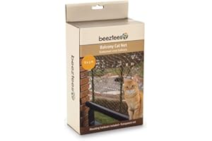 BEEZTEES Cat protection net for balconies, complete cat protection net, transparent, mesh size: 3 cm x 3 cm, transparent balcony net, incl. mounting tools