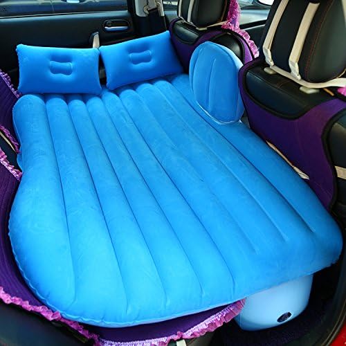 Multifunctional flocked inflatable bed, suitable for cars, tents, camping and indoor and outdoor recreation, 138cm*88cm*45cm (blue)