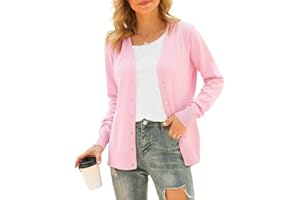 Yommay Kardigany dla kobiet z długim rękawem miękki podstawowy dekolt w serek zapinany na guziki lekka dzianina solidny elegancki sweter damski