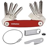 WUNDERKEY Ultimate Package – Key Organizer Set mit den beliebtesten Add-Ons [mit USB-Stick, Flaschenöffner & Schlüsselring | Schlüssel-Organizer], Rot
