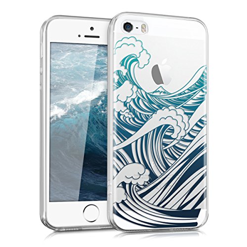 kwmobile Funda para Apple iPhone SE 5 5S - Carcasa Protectora de TPU con dise o de Olas en Azul Azul Oscuro Transparente reviews kwmobile Funda para Apple iPhone SE 5 5S - Carcasa Protectora de TPU con dise o de Olas en Azul Azul Oscuro Transparente