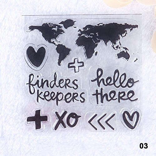 calistouk Mini Quadratischer transparent Gummi Stempel Seal DIY Album Craft Scrapbooking Dekoration, 3 - 3