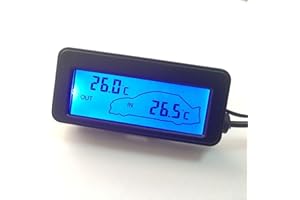 RANRAO 1PC 12V Digital LCD Car Thermometer Inside/Outside Temperature Gauge Meter with Cable, Thermometer for Car and Truck Indoor Outdoor(blue)