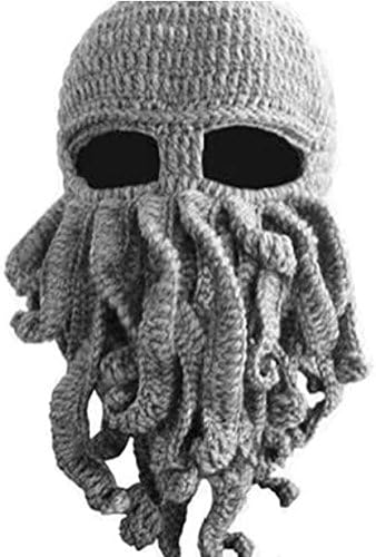 Tentacle Octopus Cthulhu Knit Beanie Hat Cap Wind Ski Mask (Gray)