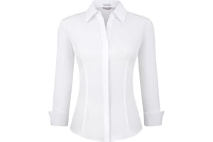 Alex Vando Bluse Damen Langarm Hemd Damen Stretch – Business Button Down Shirts, Bügelfrei Arbeitshemd Oberteile Tops Work