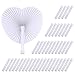 Price comparison product image Tuparka 60 Pack Heart Shaped Folding Paper Fans Wedding Hand Hold Paper Fans for Wedding Party Decoration (White)