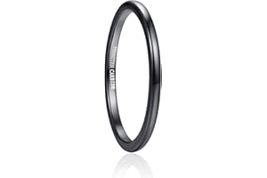 Vakki 2mm Ring aus Wolfram für Herren/Damen Schwarz/Blau/Silber Ringe Schmal Ehering Comfort Fit Größe 49 bis 67(15.6-21.3)