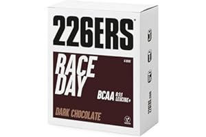 226ERS - Race Day-BCAA, Barrita Energética para Deportistas, Carbohidratos, para Entrenamientos y Competiciones, Barritas Veganas y sin Gluten, Sabor Chocolate Negro, Caja 6 Barras x 40 g
