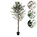 Produktbild Nexos Künstlicher Ficus Benjamin Kunstpflanze Kunstbaum mit vielen Zweigen Echtholz-Stamm und Topf - Gesamthöhe 150 185 190 cm – grün weiß Größe wählbar