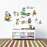 Decowall DW-1310 Piranten & Schatzinsel Wandsticker Wandaufkleber Wandtattoo Kinderzimmer