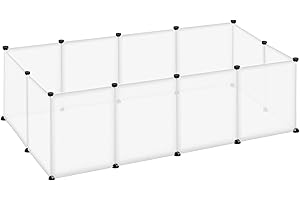 YRHome Freigehege Gittergehege für Kaninchen Hasen Meerschweinchen Käfig Gehege Kleintierkäfig Freilauf Welpengehege Kleintiergehege Laufgitter für Innen und Aussen 145x75x48cm Transparent