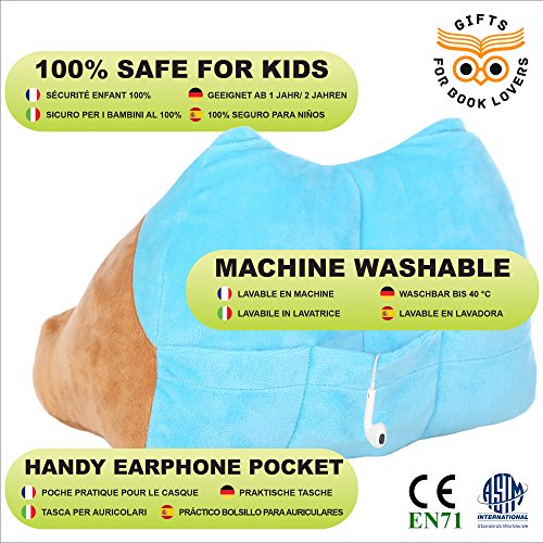 Kinder iPad und Tablethalter fürs Auto, Reisen oder fürs Lesen im Bett – Hund Kuscheltier Buchhalter & Lesekissen – Ideal für Jungen, Mädchen & Kinder aller Altersstufen - 5