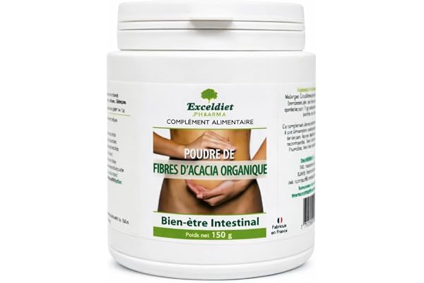 Exceldiet Pharma | Fibres d'Acacia Poudre | 150g | Prébiotique Soluble pour Transit Intestinal & Microbiote | Prévient la Constipation | Propriétés Anti-inflammatoires