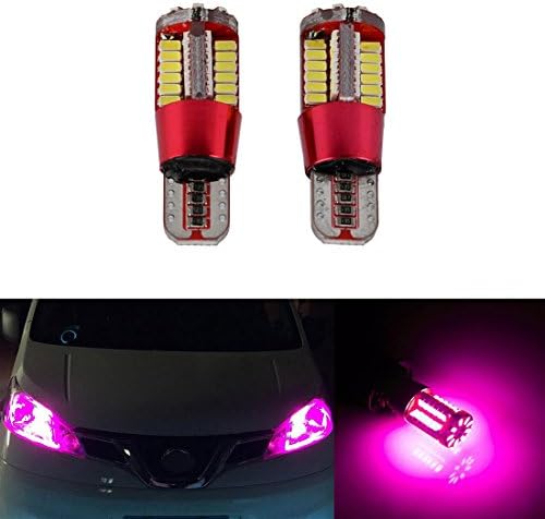AZQKJ 2PCS Extremely Bright Pueple T10 57-SMD 3014 LED W5W 194 168 Car Side Wedge Light Door Courtesy Lights Dome Lights Interior Map Lights