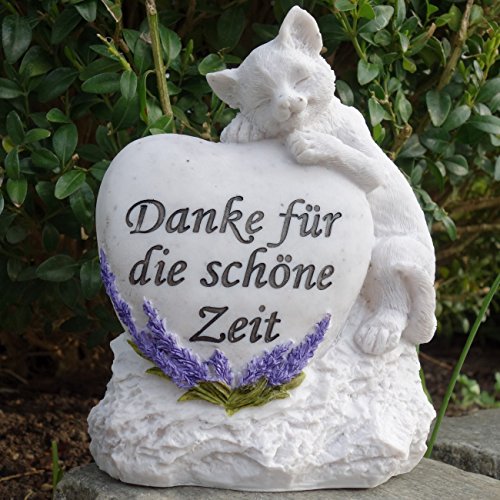 Gedenkstein Katze als Tiergrabstein mit Spruch. Breite 14cm. 1 Stück