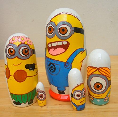 "Despicable Me. Minions" Russian nesting Dolls. Set of 5 piece. Hand-painted in Russia.