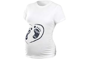NAJZYBA T-Shirt Maternite Haut Femme T-Shirt de maternité à Manches Courtes et col en O pour Femmes Enceintes Femme Manches Longues de maternité Motif Grossesse Amusant Humour imprimé