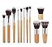 LyDia Natural Hand-made Bamboo Handles Super Soft Bristles Eco-friendly 11pcs Makeup Brush Set with Carry Bag
