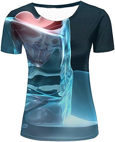 Womens 3D T Shirts Digital Reflection ice Three-diWomensional Realistic Fashion Couple Crew Neck Tee Tops XXL