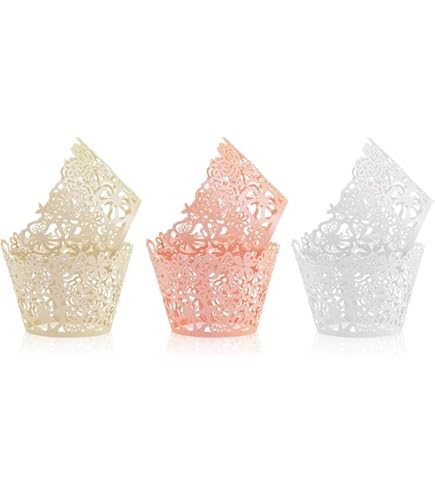TRKETK 60 Pieces Cupcake Wrappers Lace Paper Baking Cups