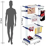 PARASNATH Powder-Coated Steel and Plastic 2 Poll Rack Drying Portable Garment Clothesline Dryer, 75-126x64x170cm(Multicolour)