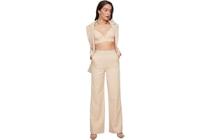 TRENDYOL Damskie spodnie z szerokimi nogawkami z normalnym stanem, Rock, 64