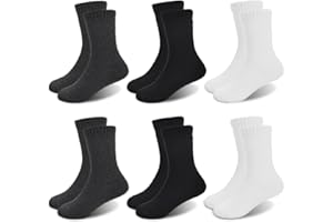 GENTABY Girls Thermal Socks Boys Kids Warm Winter Socks Toddler Cosy Pink Purple Black Socks Ideal for Winter Activities Boots Socks 6 Pairs 1-14 Years