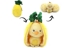 LES DÉGLINGOS - FLIPETZ - Nugget Le Poussin/Ananas - Poussin Cache-Cache réversible - Peluche Toute Douce pour bébé - Idées Cadeaux de Naissance, Jaune