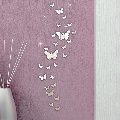 Gearmax® 30 Stk. 3D Schmetterling Wandtattoos Spiegel Style abnehmbar Aufkleber Art Wandbild Wand Aufkleber Haus Dekor