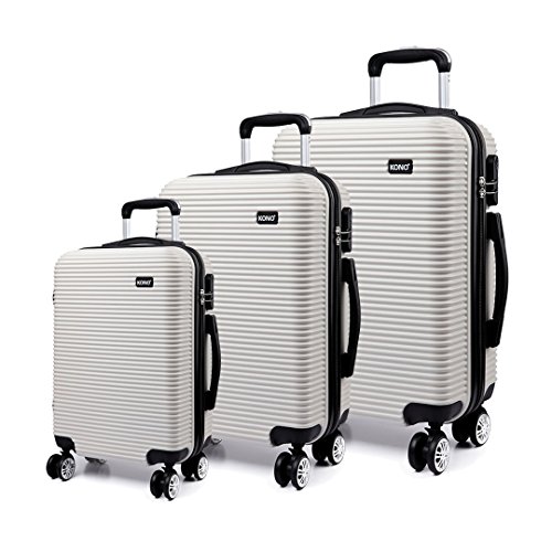Kono Maleta de equipaje Hard Shell 4 ruedas Spinner Holiday Travel Business Trip Trolley Case (6676 Blanco 20/24/28)