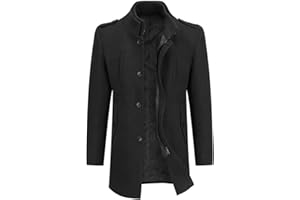 Allthemen Cappotto Invernale da Uomo in Lana con Collo Alto Coat Corto Foderata Spesso Caldo Casual