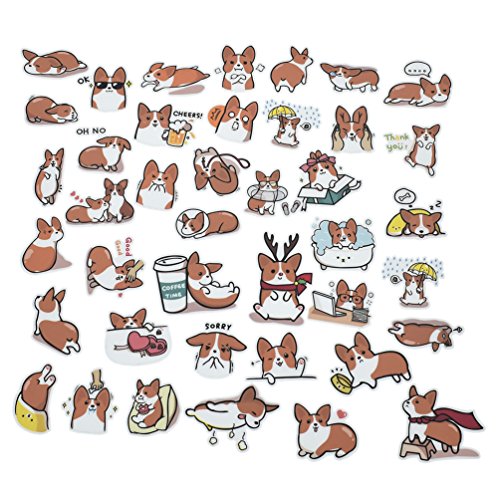 Hongma 40 Pcs Sticker Chien Welsh Corgi Mignon Autocollant Cartoon Kawaii Scrapbooking