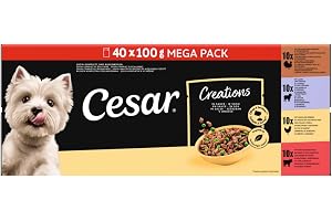 CESAR® Creations Multipack portionspåsar 4 sorter nötkött, kyckling, lamm, kalkon i sås 40 x 100 g