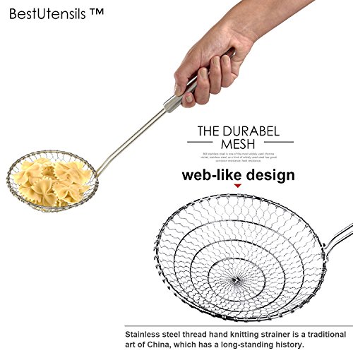 Best Utensilien Asiatische Küche Edelstahl Spider Sieb Draht Skimmer mit Spirale Mesh DIA. 13CM - 6