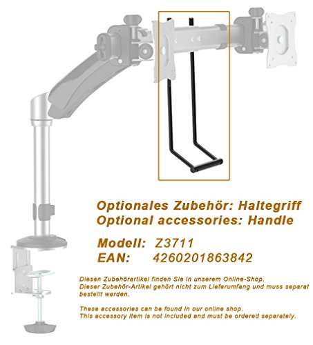 RICOO Tischhalterung für 2 Monitore TS3711 Monitorhalterungen Schwenkbar Neigbar mit Gasdruckfedergelenk LED Monitor Tisch Ständer PC Bildschirm Dual Monitorhalterung Monitorständer max. VESA 100×100 - 3