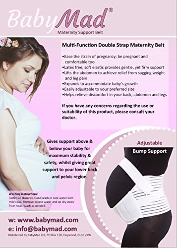 BabyMad® Maternity Support Belt Pregnancy Support, Waist Back Abdomen Belly Band Brace (L: 42-50" / 107-127cm)