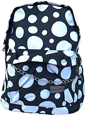 Devil Dagger Big White Dots, Circles On A Canvas Of Blackness 70s Lava Creation Special Awesome Pattern Rucksack Mix Vintage Alternative Fashion Daypack Tablet Bag Unisex Casual School Backpack