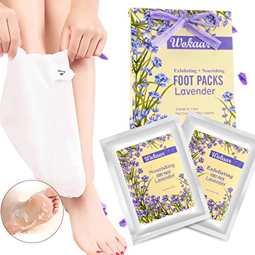 Exfoliating Foot Mask Wokaar Foot Mask Peeling Socks Exfoliating Socks Calluses and Dead Skin Remover Baby Feet 2 Pairs?Exfoliating+Nourishing?